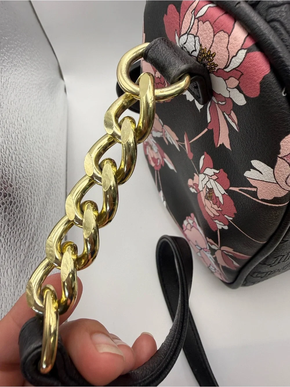 Juicy Couture Black Embossed Satchel with Gold Logo